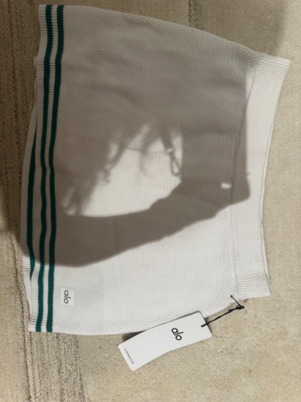 New with tags ALO white knit tennis set top & akirt white green medium 2 piece - Picture 2 of 8